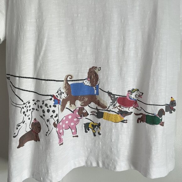 Cath Kidston London Pop Art Dog Print Top Size L White Cotton Short Sleeve Tee - Picture 4 of 15